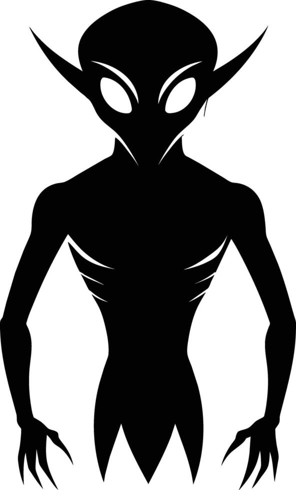 A black silhouette of a alien vector