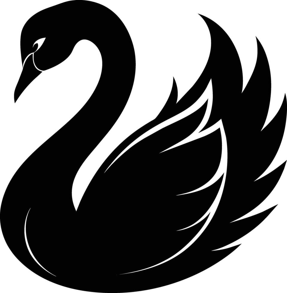 A black silhouette of a swan vector