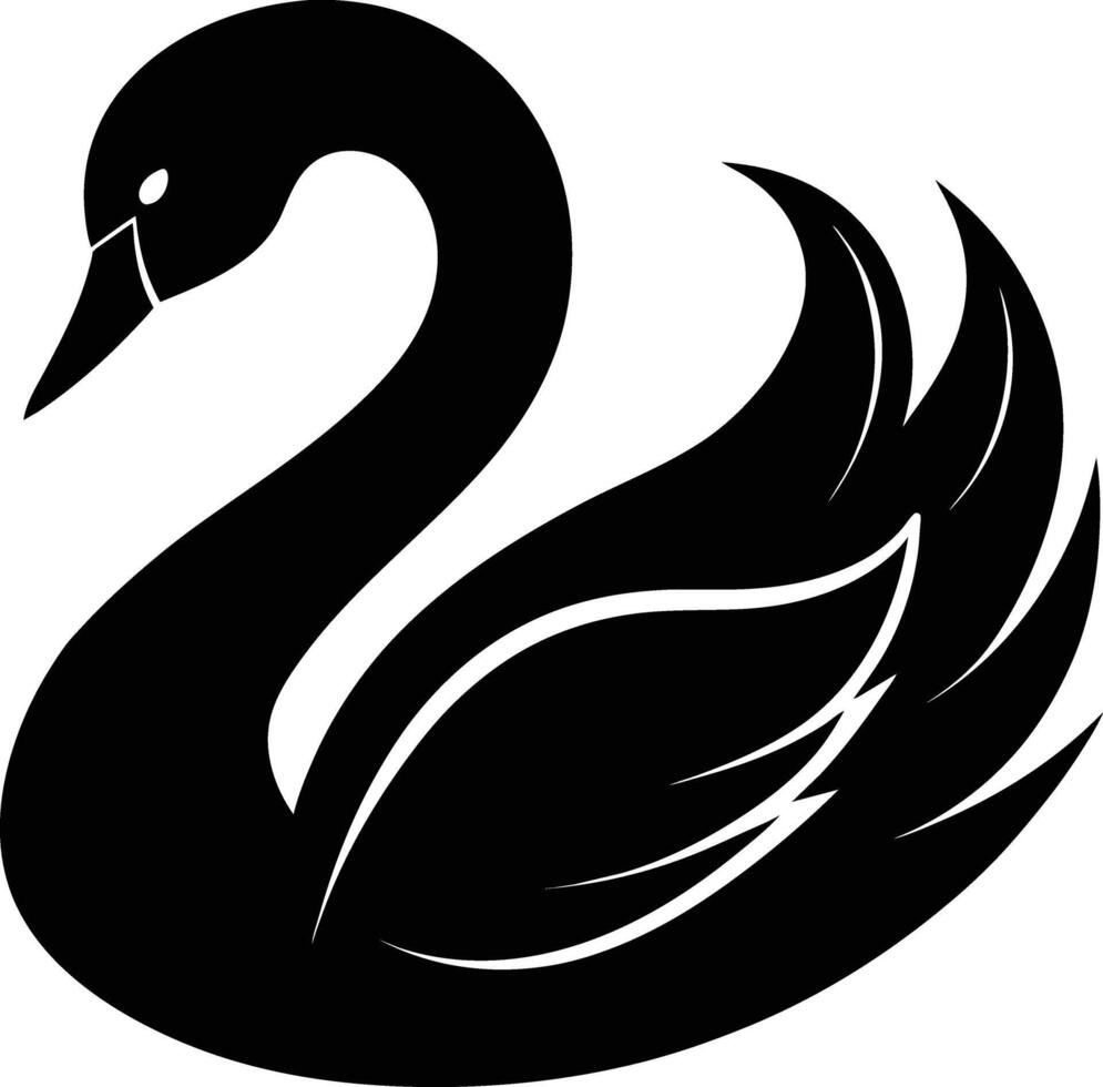 A black silhouette of a swan vector