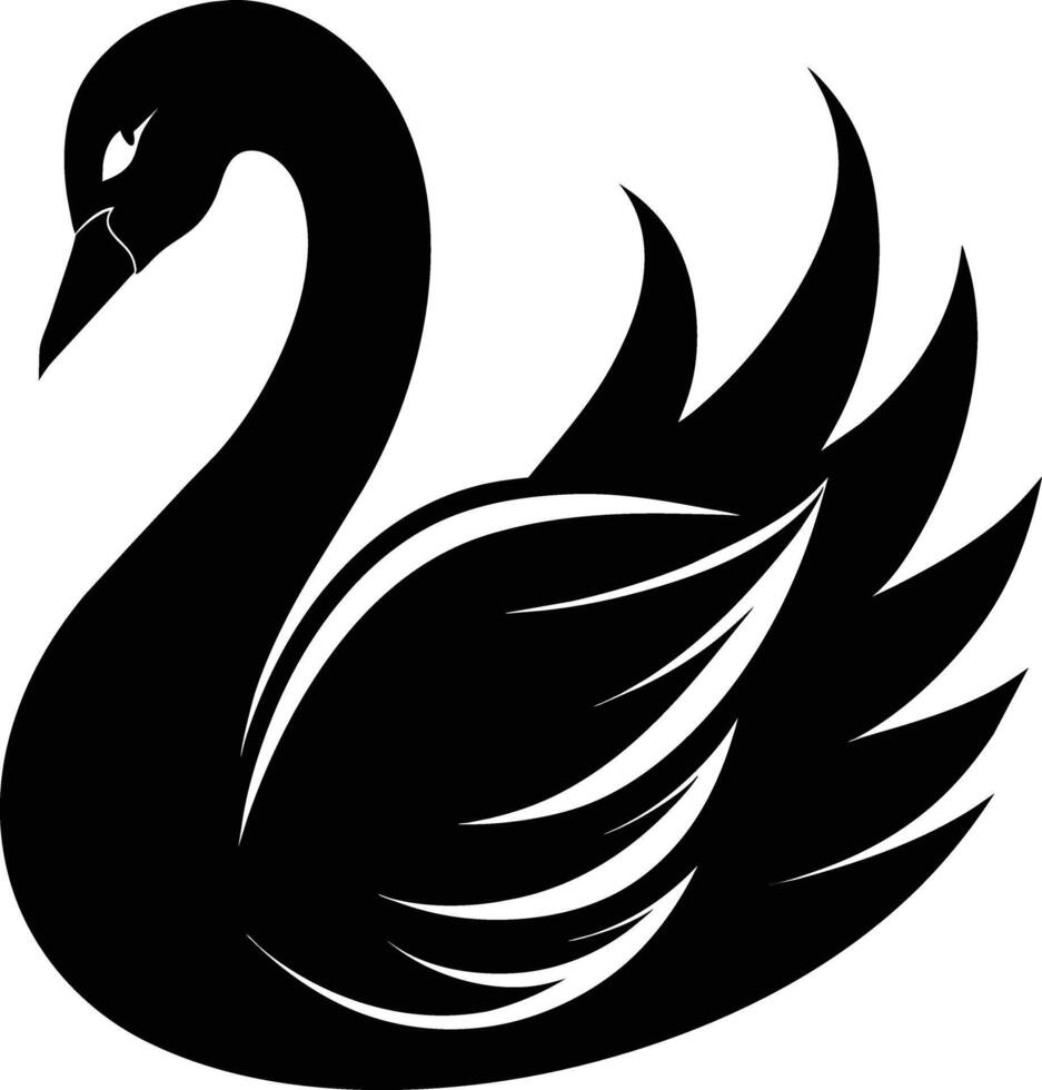A black silhouette of a swan vector