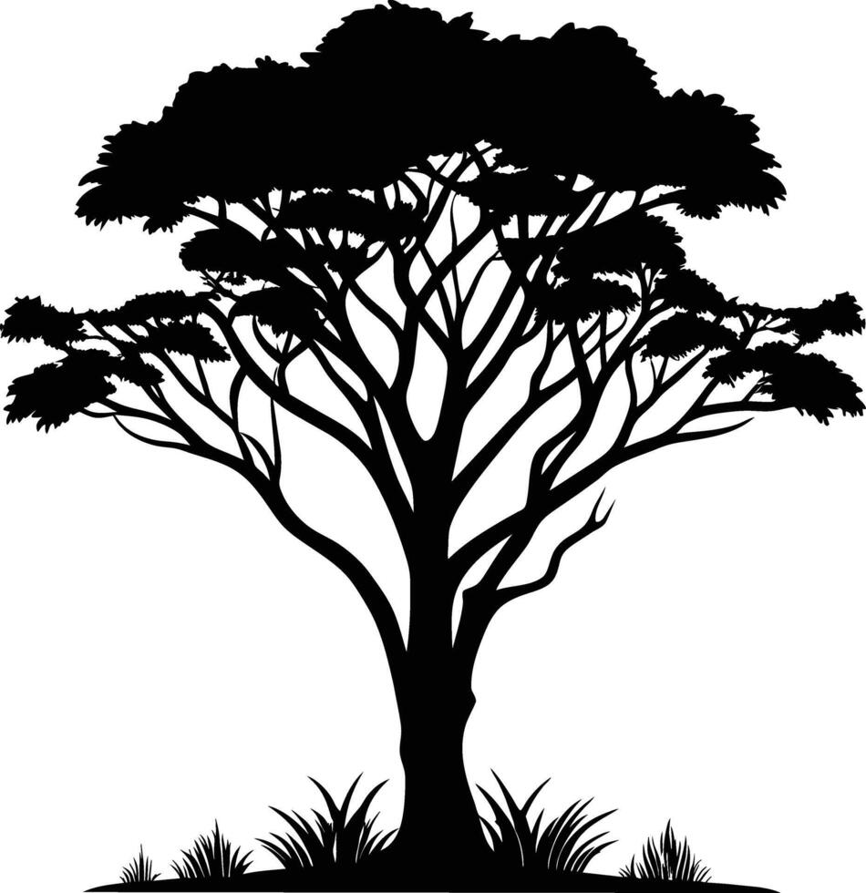 A illustration of african tree silhouette vector