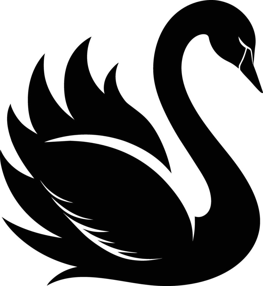 A black silhouette of a swan vector