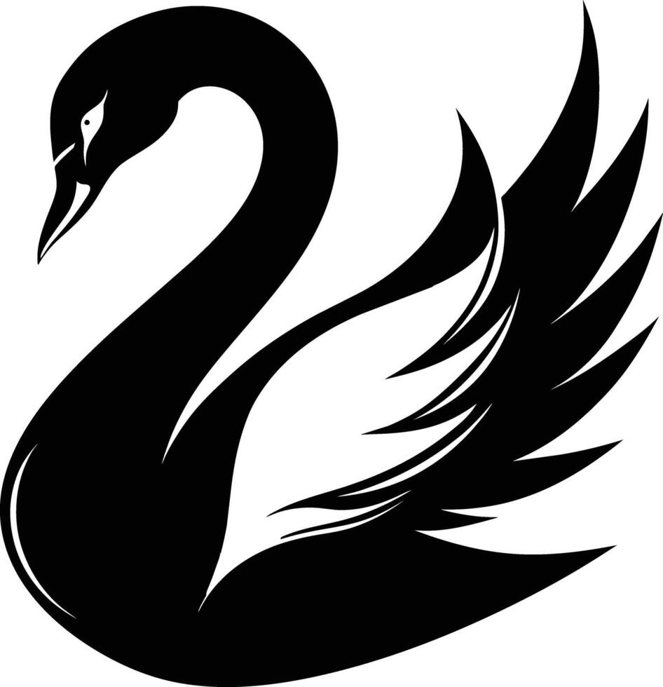 A black silhouette of a swan vector