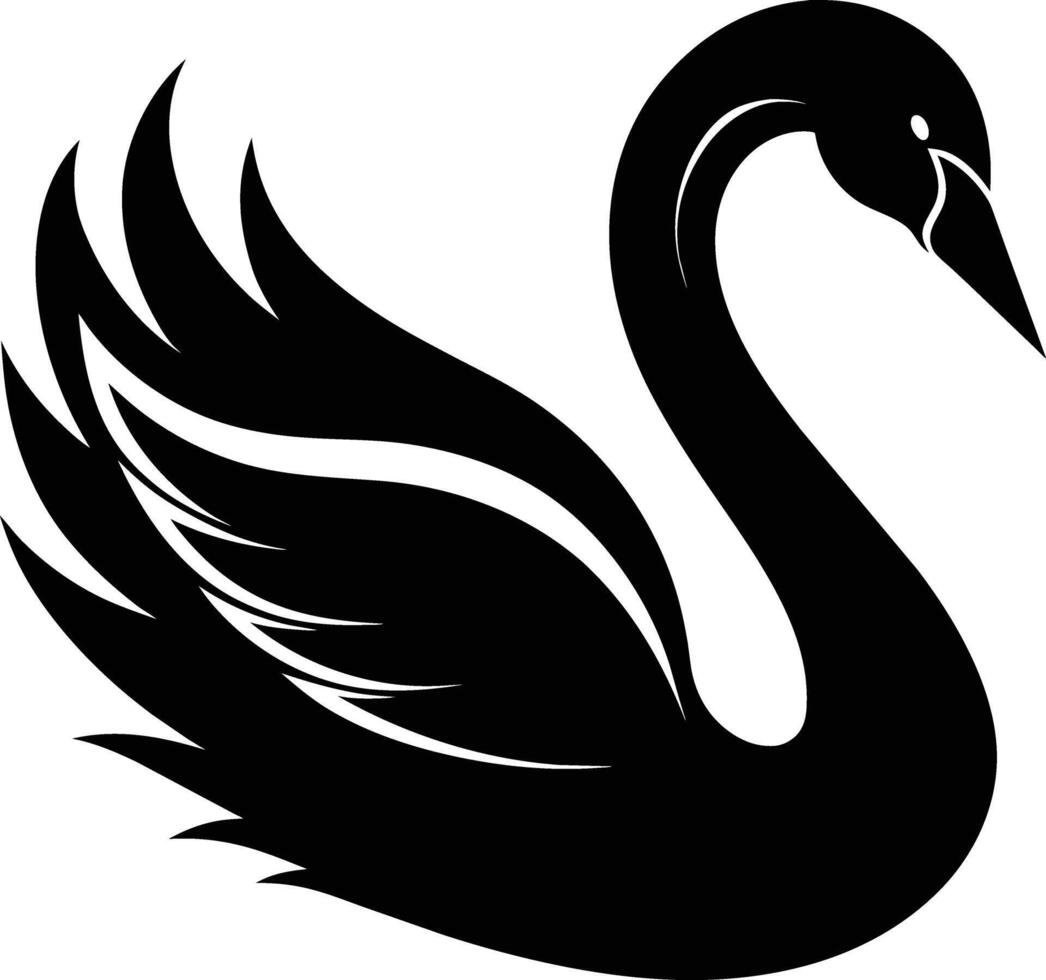 A black silhouette of a swan vector