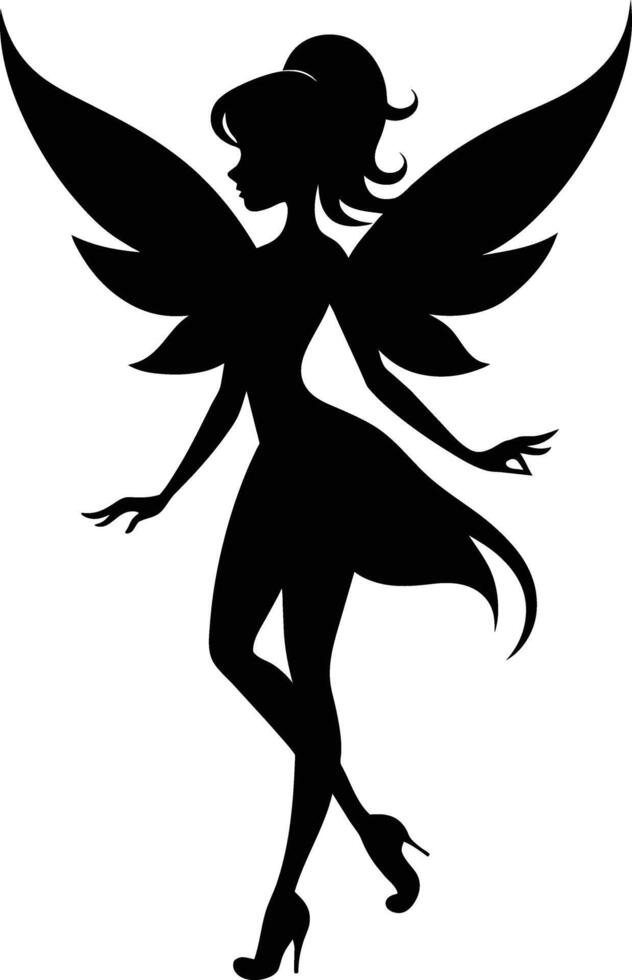 A silhouette of a fairy with wings vector