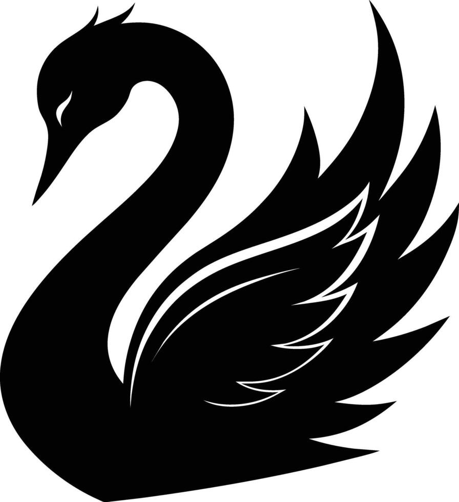 A black silhouette of a swan vector