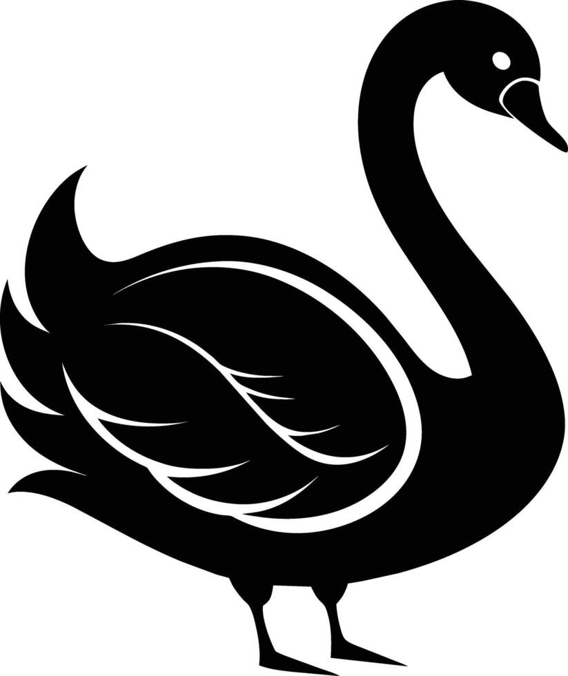 A black silhouette of a swan vector