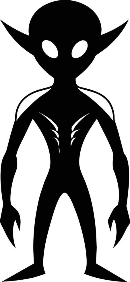 A black silhouette of a alien vector