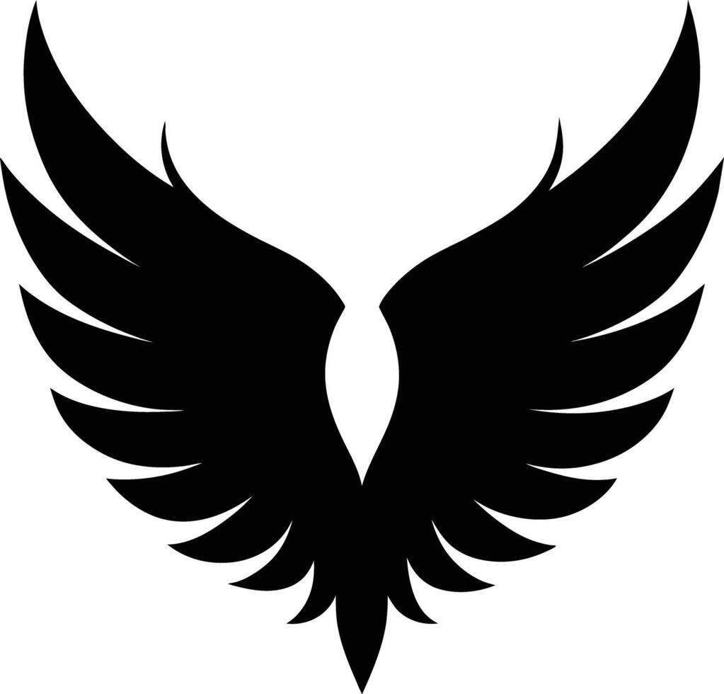 A black silhouette of a angel wings vector