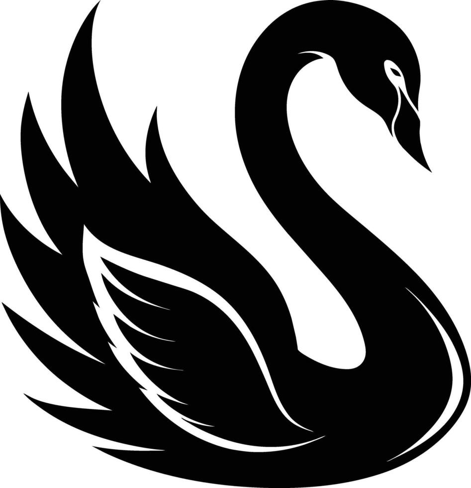 A black silhouette of a swan vector