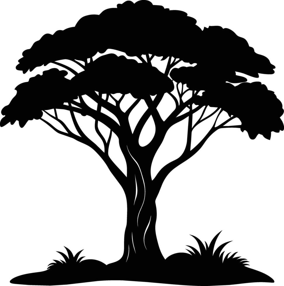 A illustration of african tree silhouette vector
