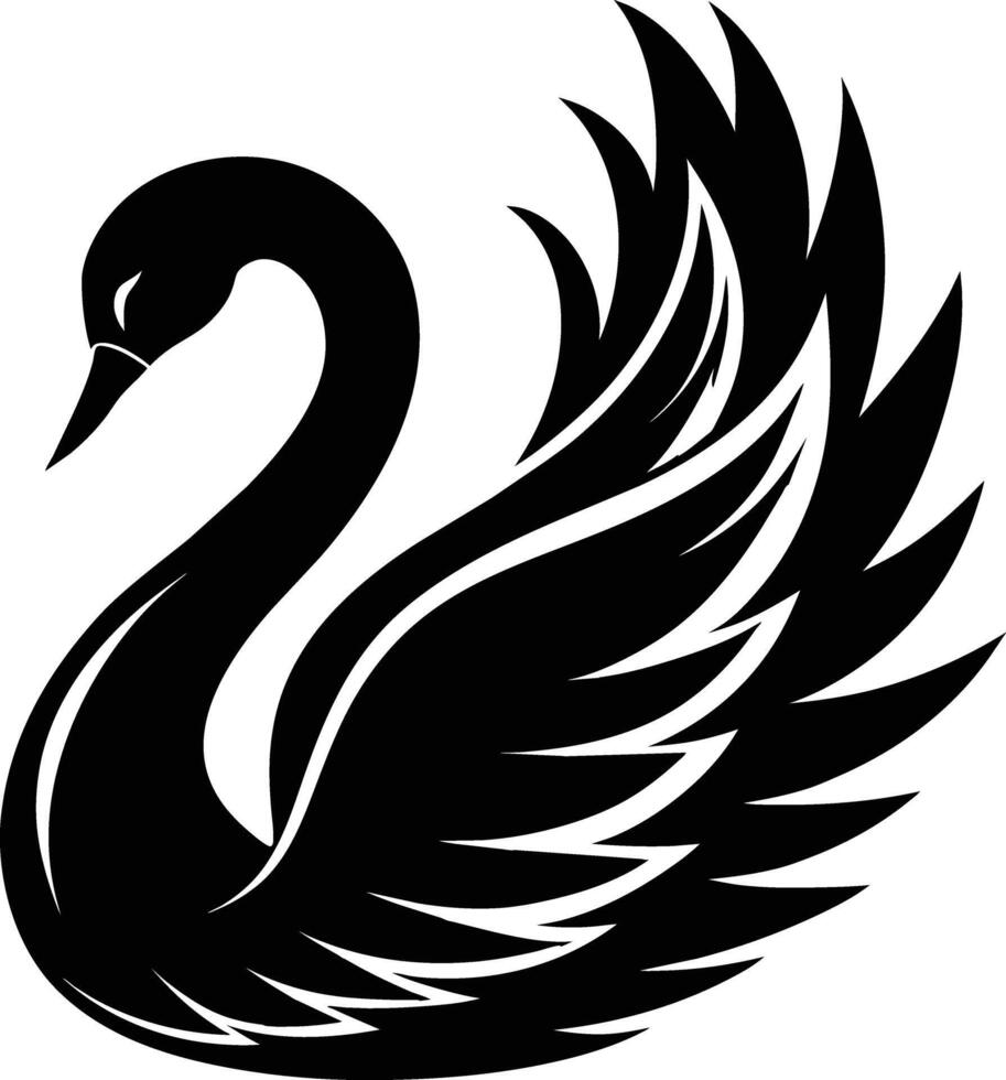 A black silhouette of a swan vector
