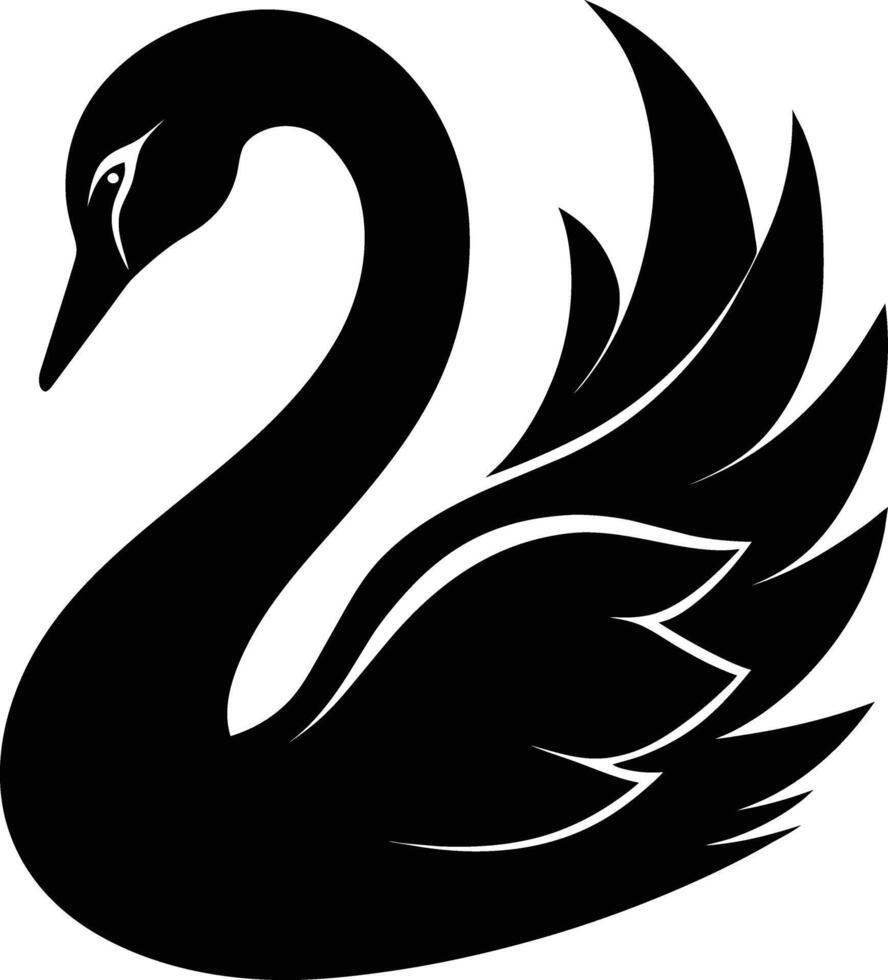 A black silhouette of a swan vector