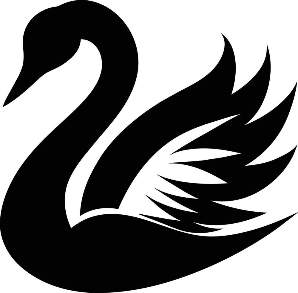 A black silhouette of a swan vector