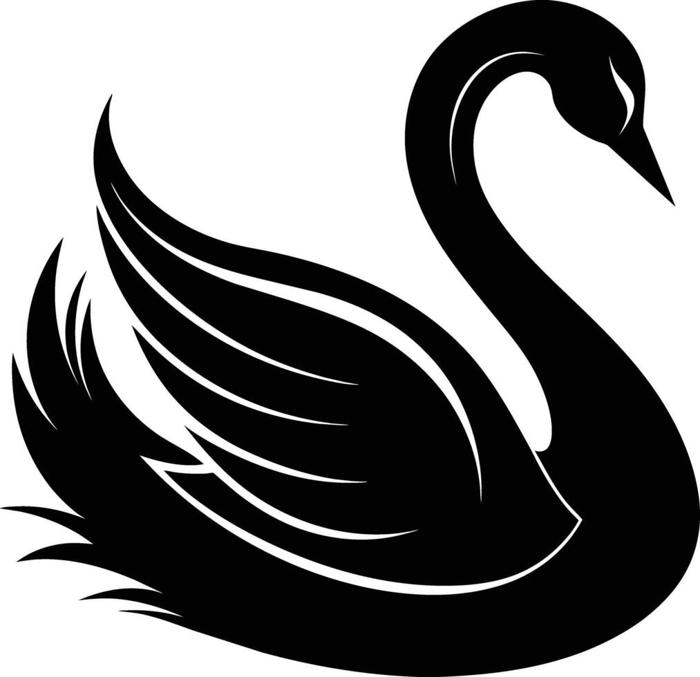 A black silhouette of a swan vector