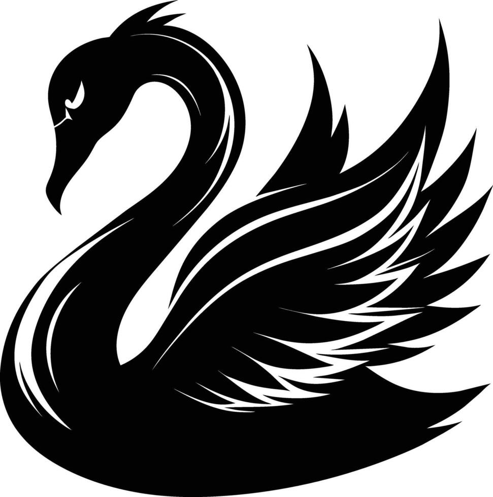 A black silhouette of a swan vector