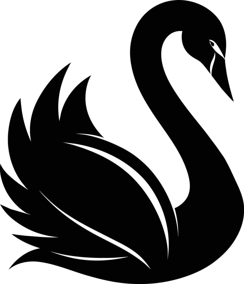 A black silhouette of a swan vector
