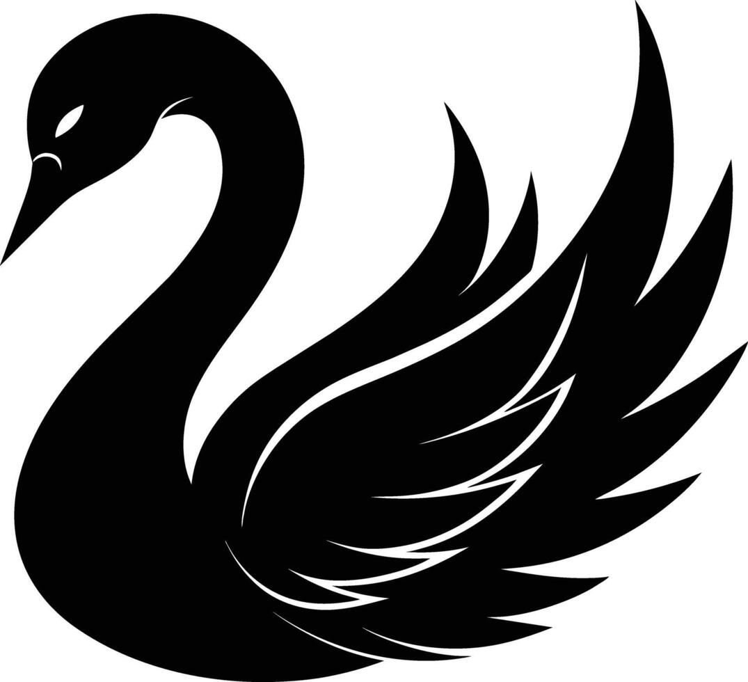 A black silhouette of a swan vector