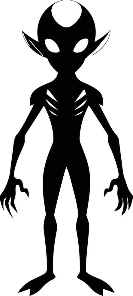 A black silhouette of a alien vector