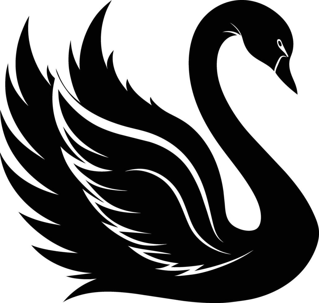 A black silhouette of a swan vector