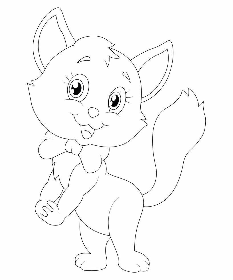 Unique Cat coloring page for kids and adults. camping coloring book page for children. vector