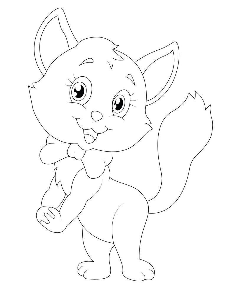 Unique Cat coloring page for kids and adults. camping coloring book page for children. vector