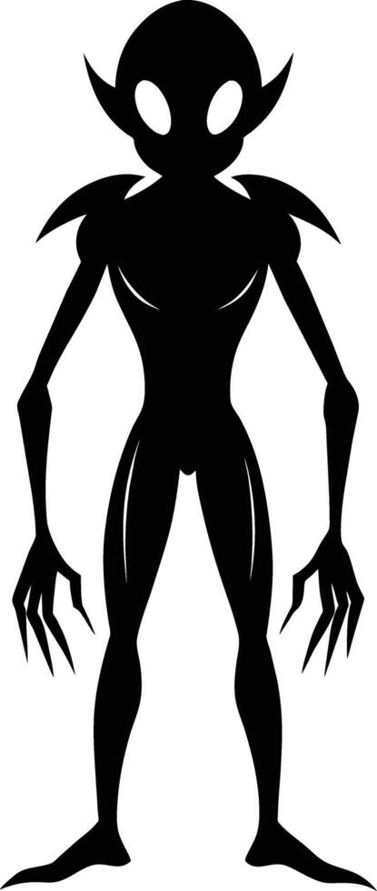 A black silhouette of a alien vector