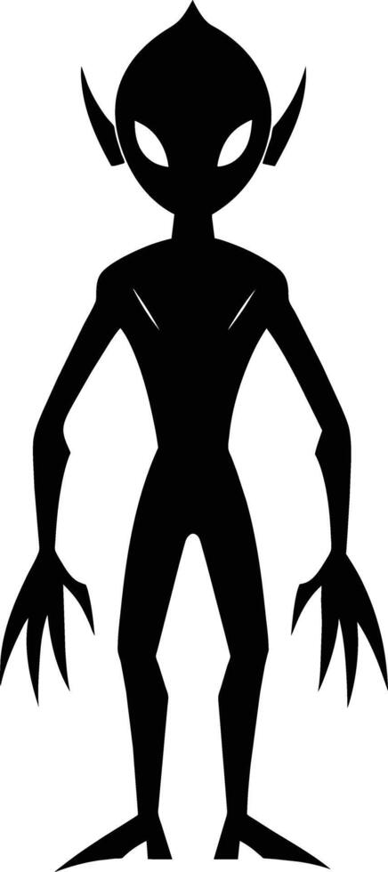 A black silhouette of a alien vector