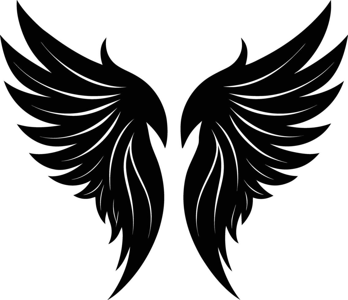 A black silhouette of a angel wings vector