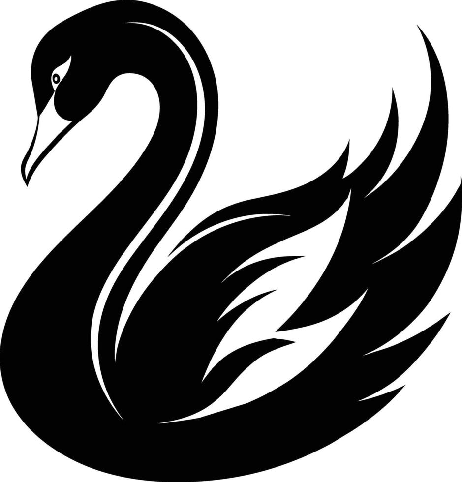 A black silhouette of a swan vector
