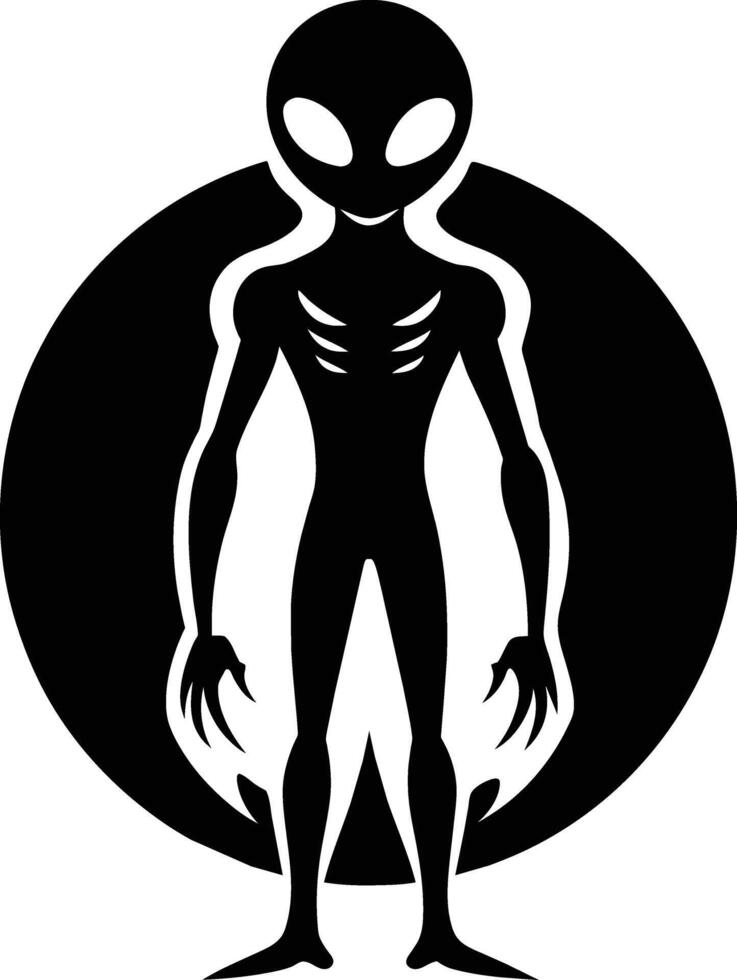 A black silhouette of a alien vector