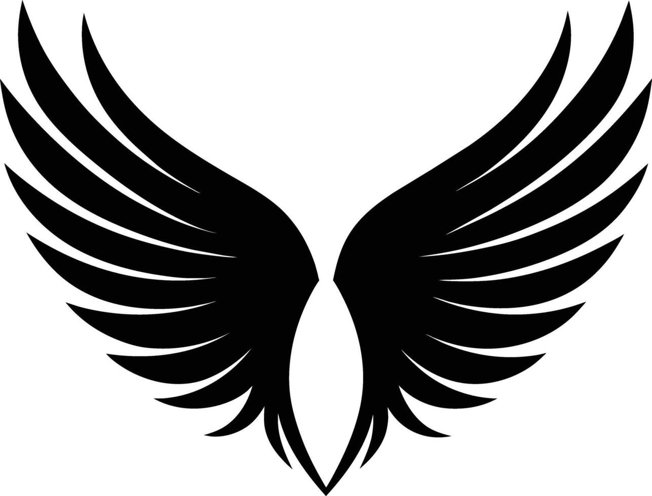 A black silhouette of a angel wings vector