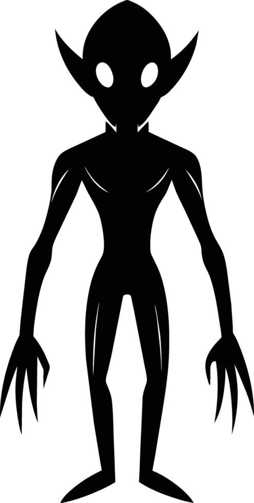 A black silhouette of a alien vector
