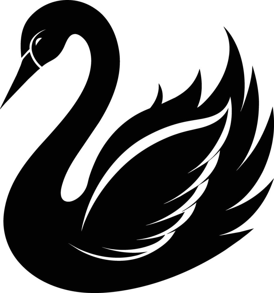 A black silhouette of a swan vector