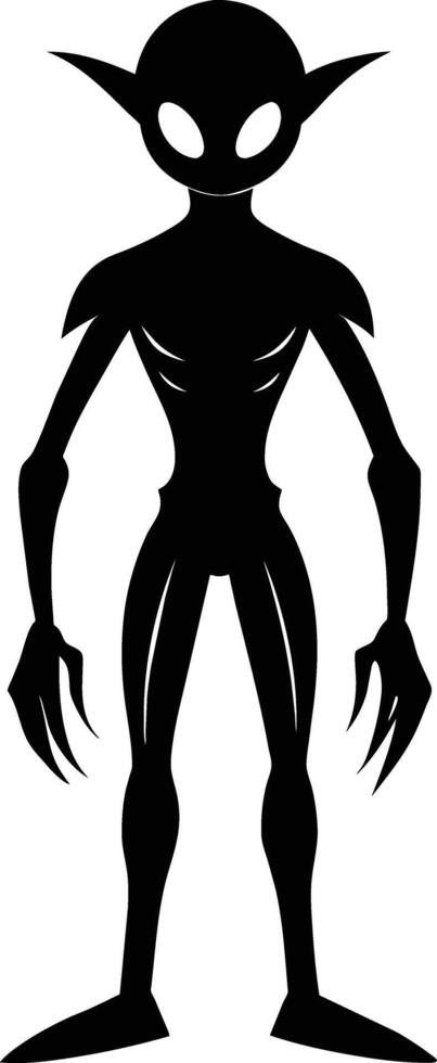 A black silhouette of a alien vector