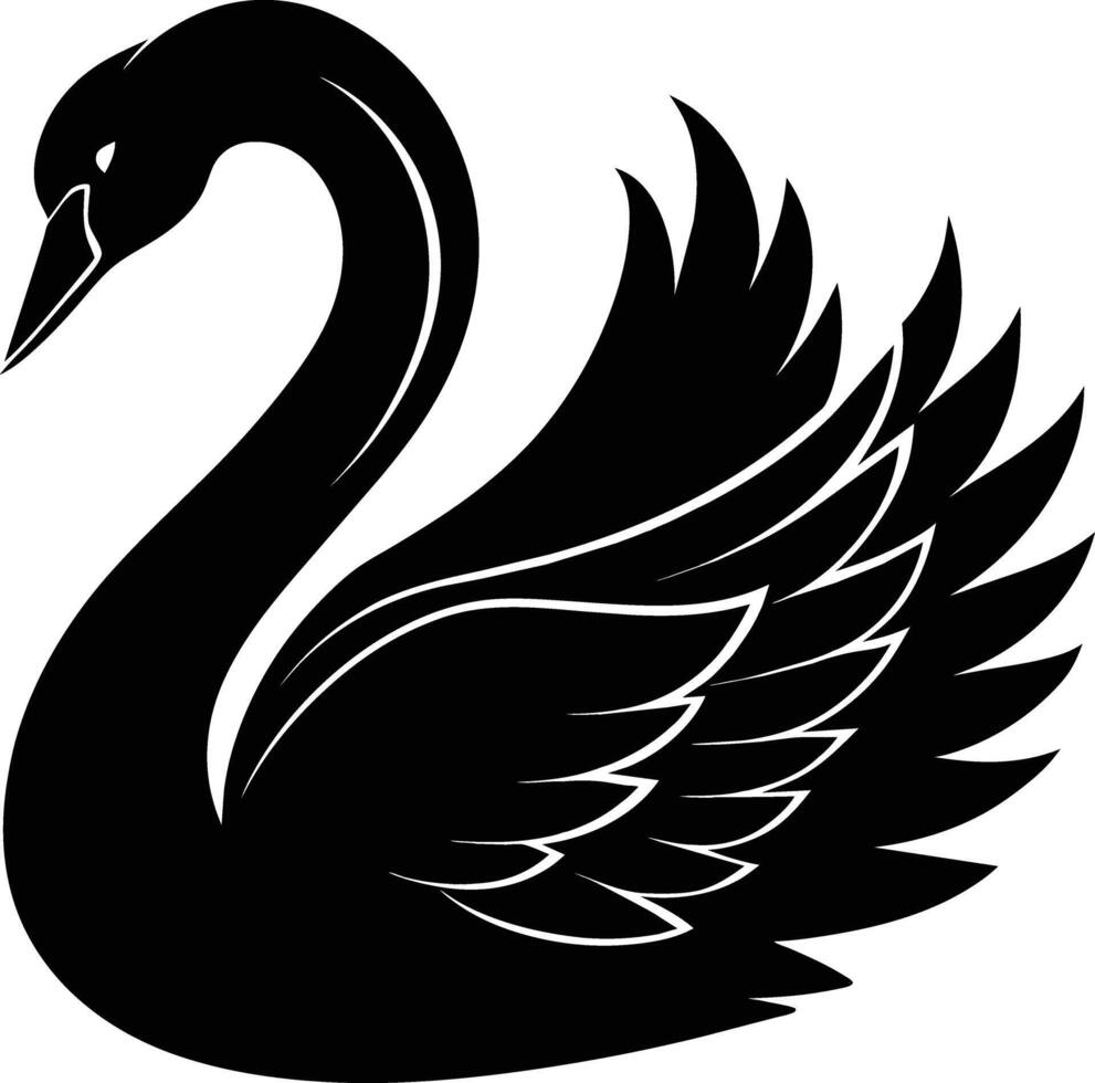 A black silhouette of a swan vector
