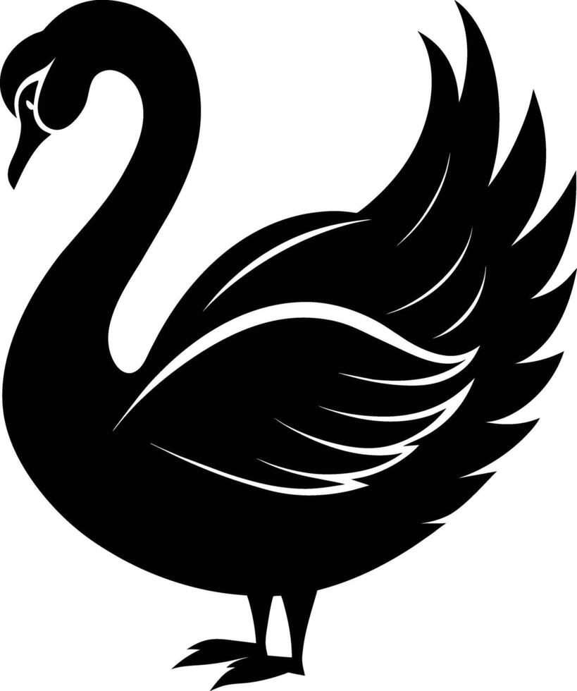 A black silhouette of a swan vector