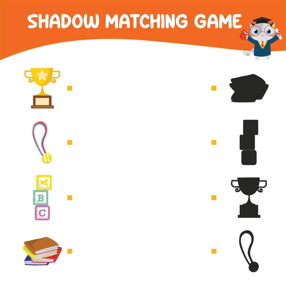 Printable worksheet for children. Shadow matching worksheet for learning about shadow. Motoric activity for kid. vector
