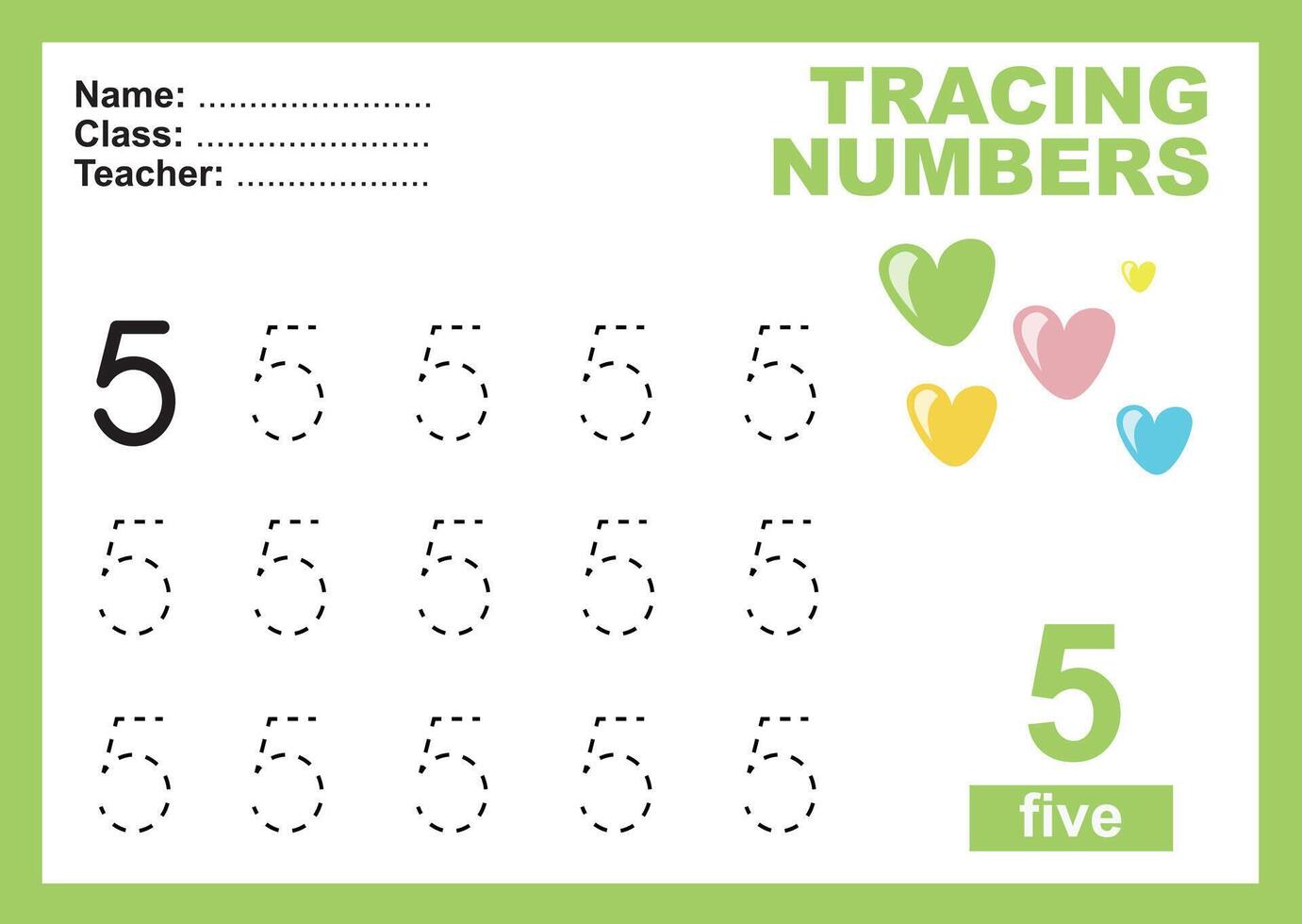 Tracing the Numbers. Tracing activity for children. Learning about number. vector