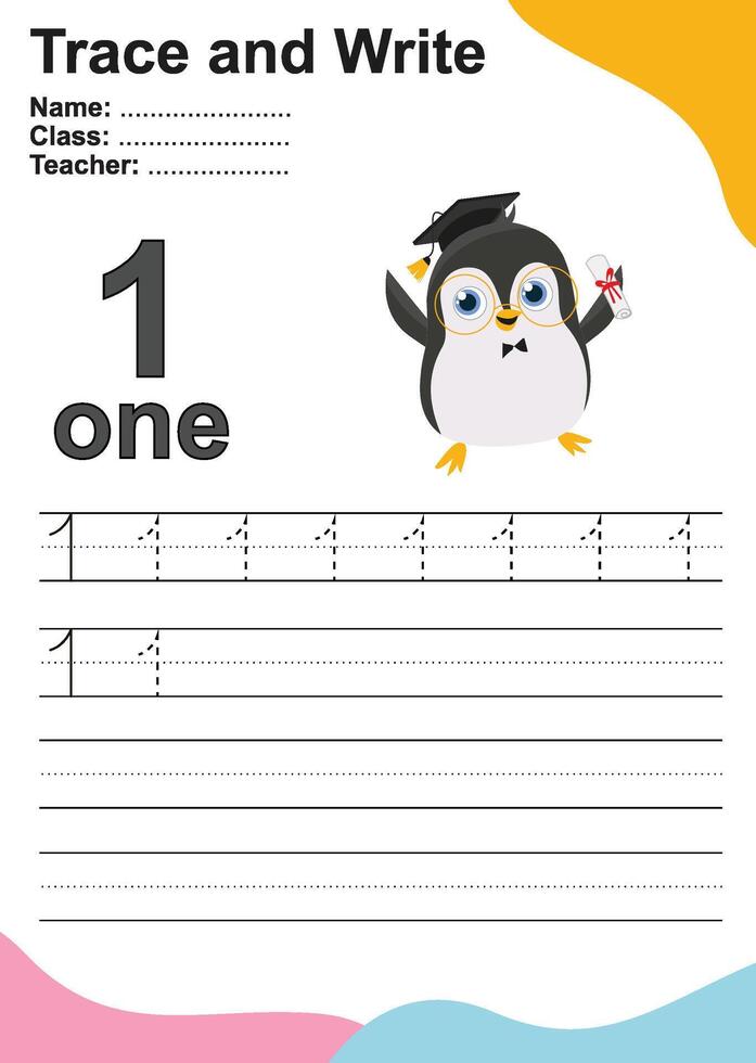 Tracing the Numbers. Tracing activity for children. Learning about number. vector