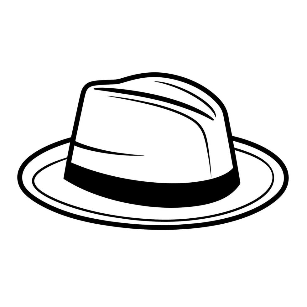 outline of a stylish vintage fedora icon. vector