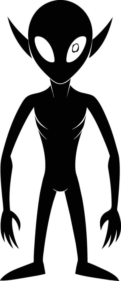 A black silhouette of a alien vector