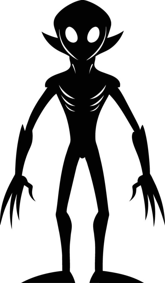 A black silhouette of a alien vector