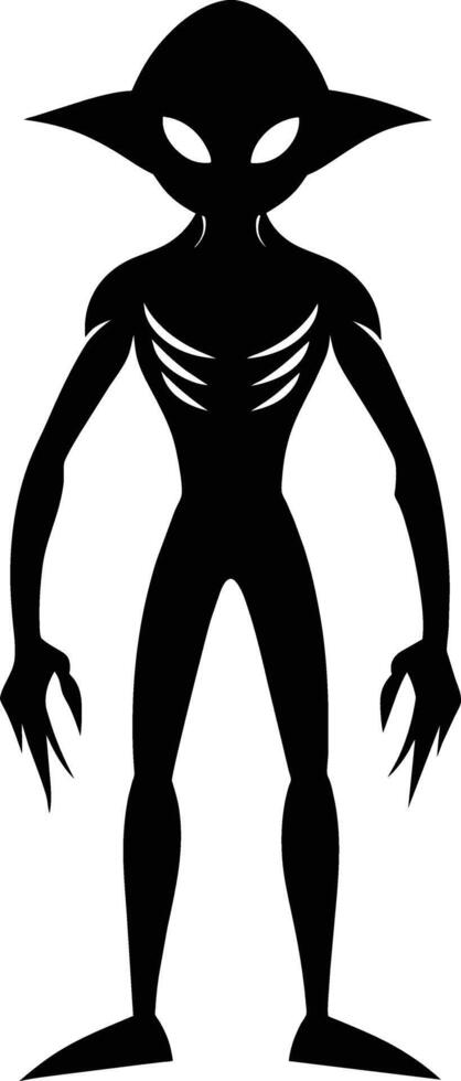 A black silhouette of a alien vector