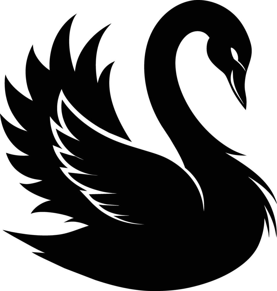 A black silhouette of a swan vector