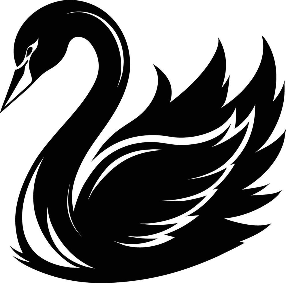 A black silhouette of a swan vector