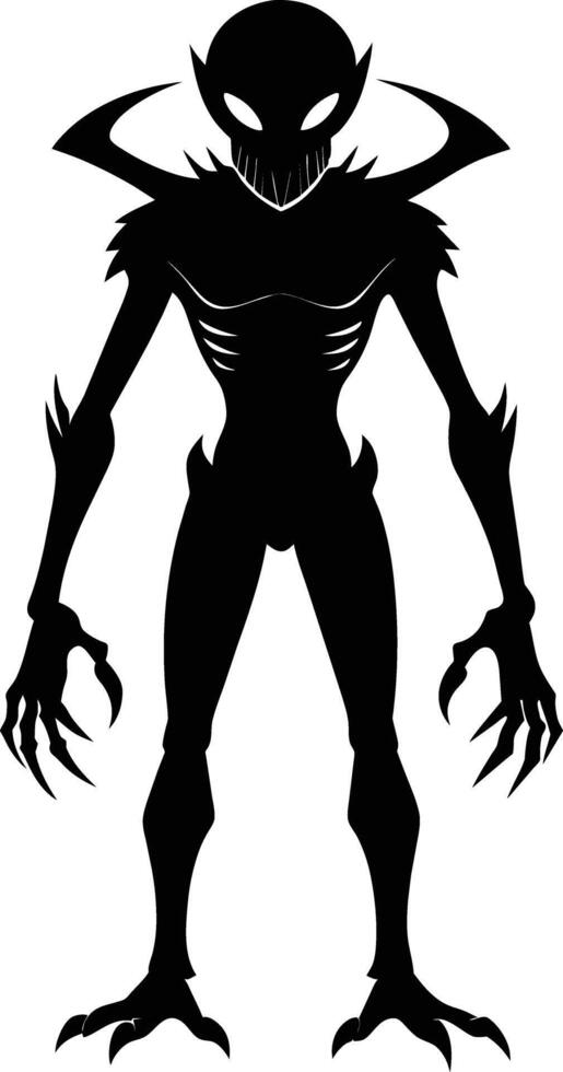 A black silhouette of a alien vector