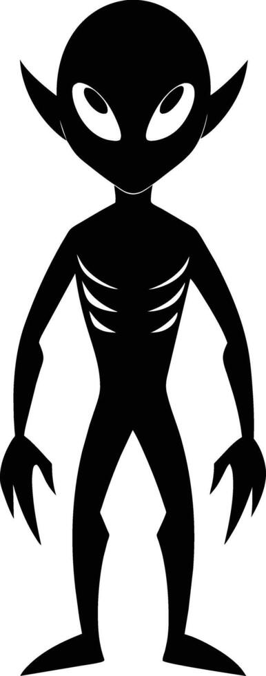 A black silhouette of a alien vector