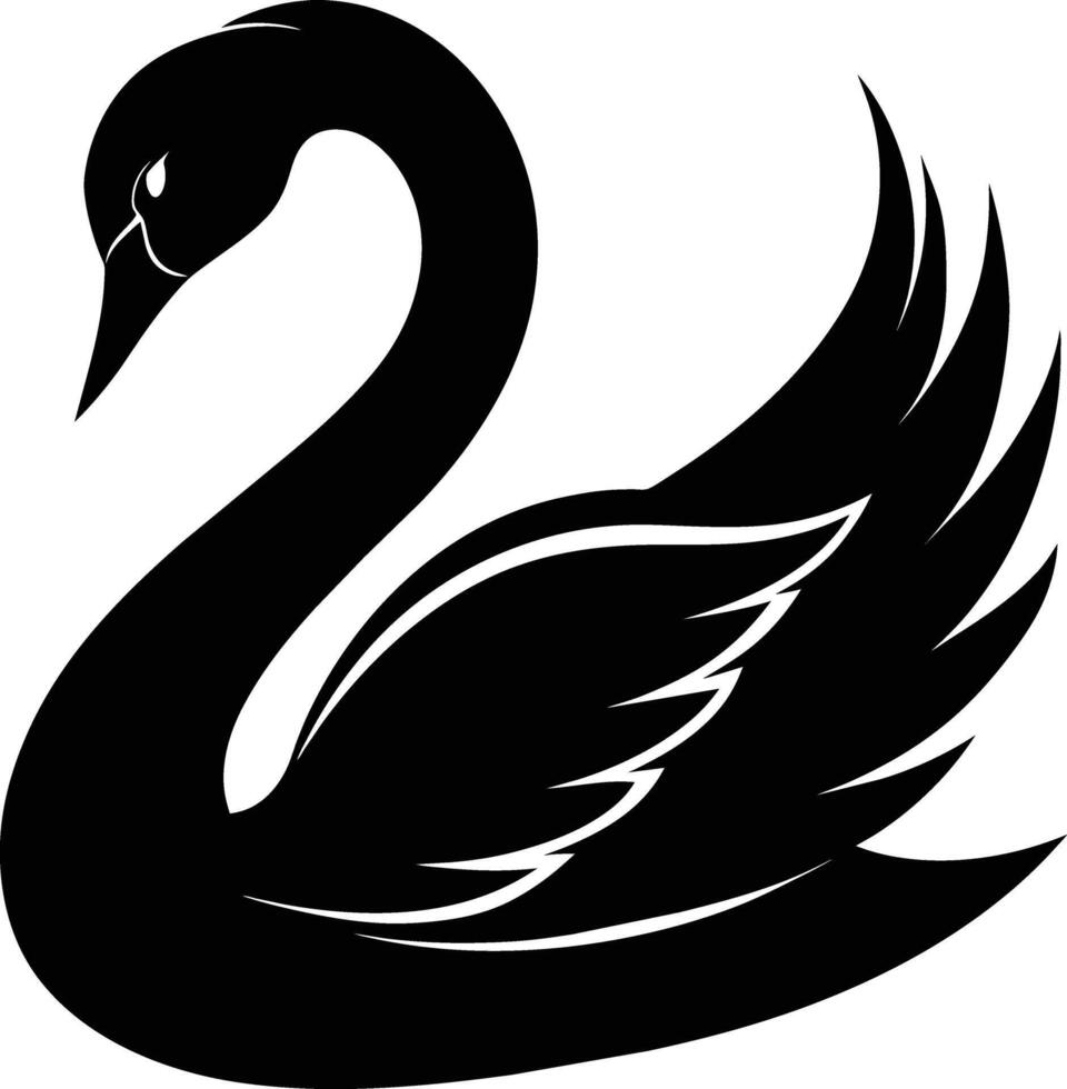 A black silhouette of a swan vector