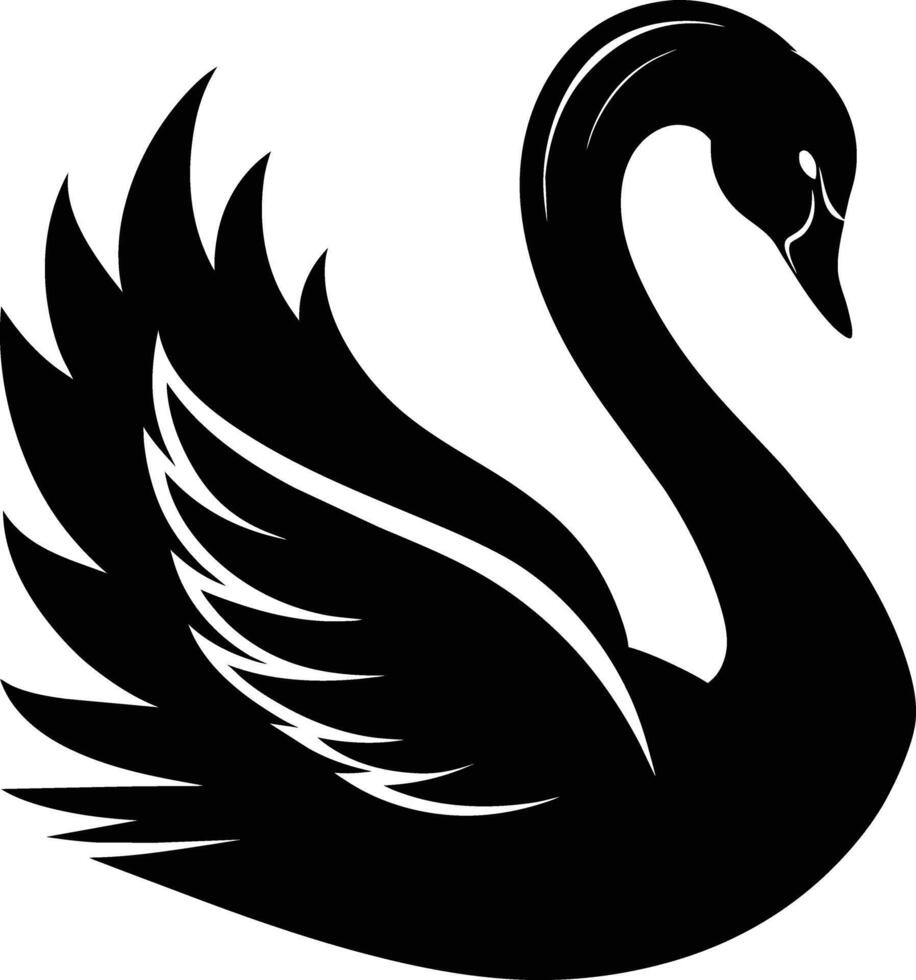 A black silhouette of a swan vector